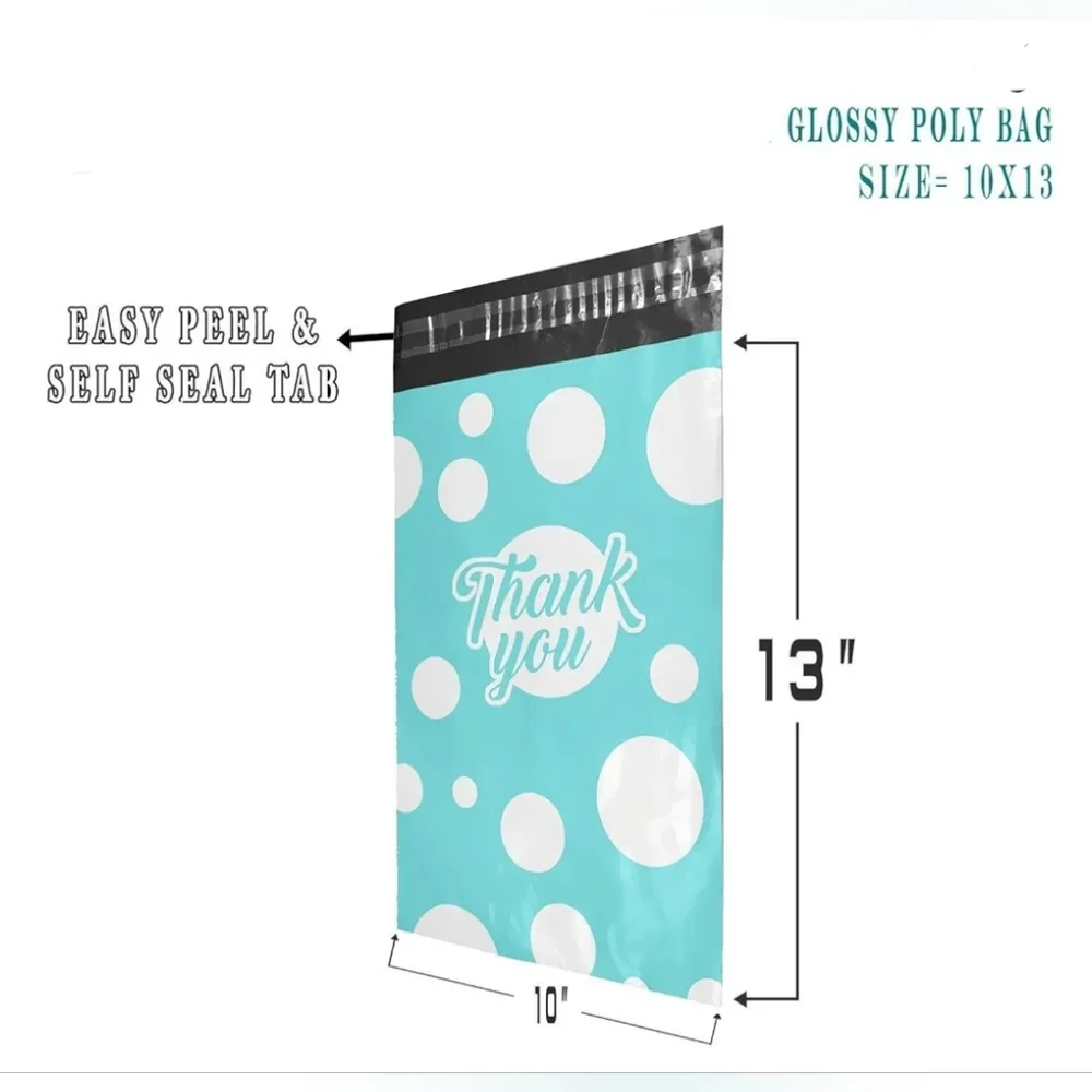 25 pack 10x13 Teal polka dot 